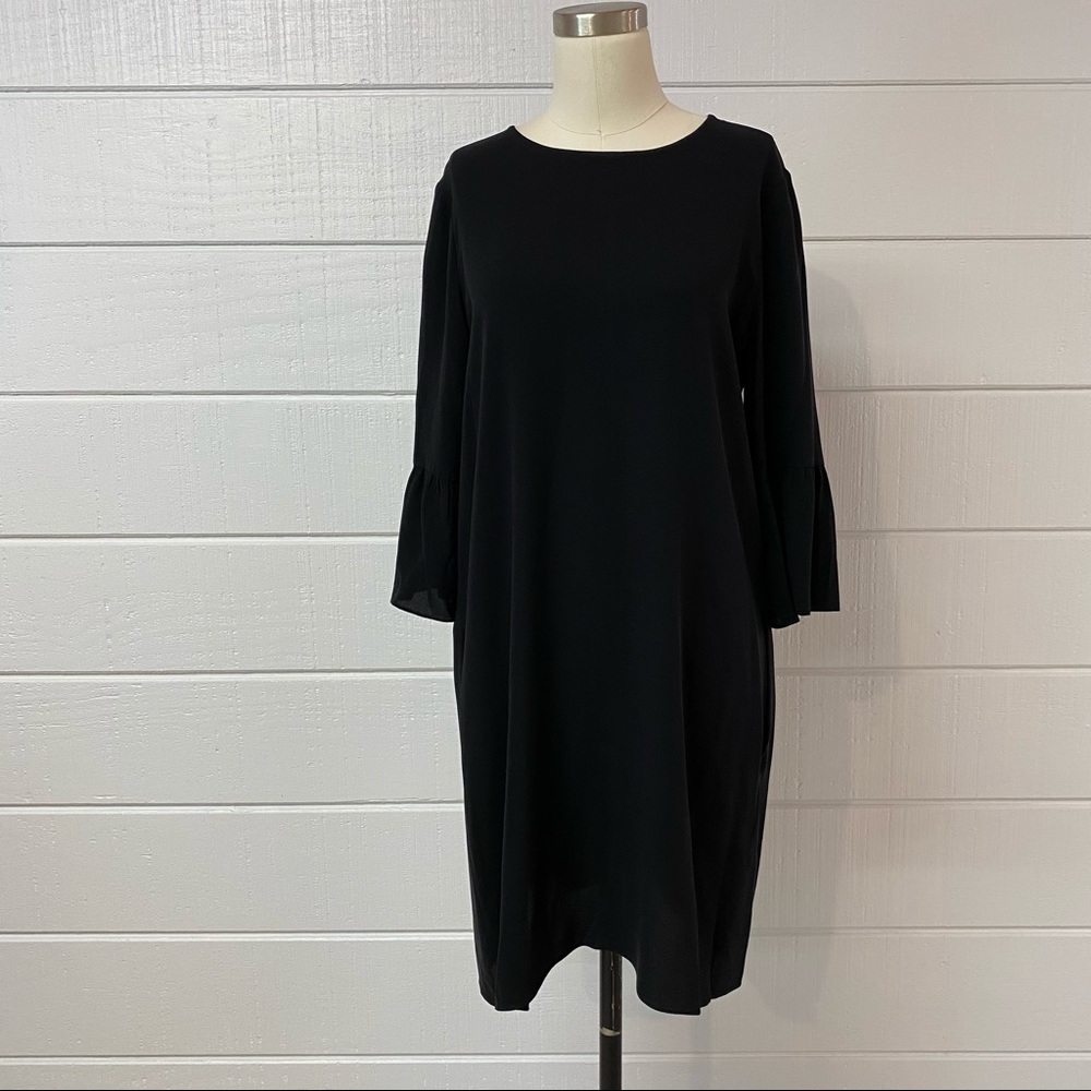 Eileen fisher 100% silk 3/4 bell sleeve dress